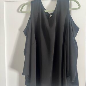 Eloquii Women's Black Cold Shoulder Flowy Blouse